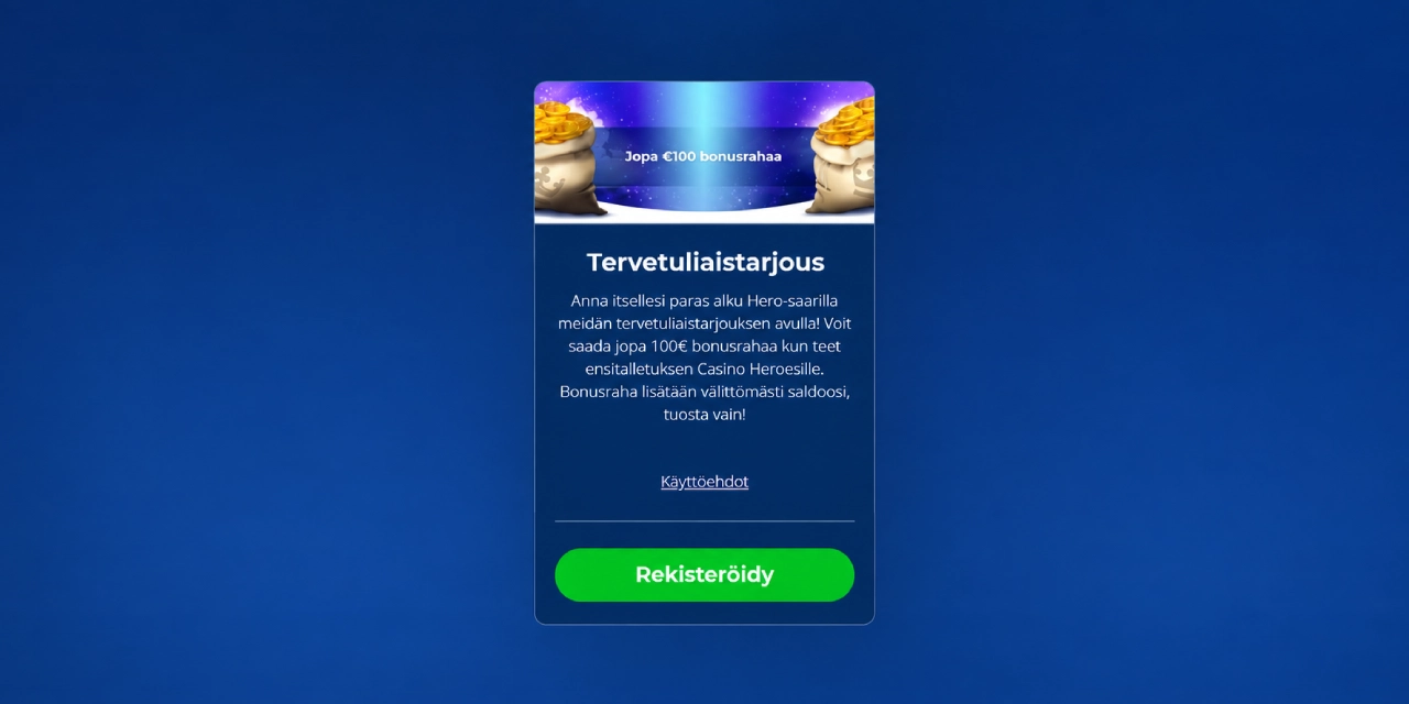 Casino Heroes tervetuliaistarjous ensitalletusbonus rekisteröidy Suomi